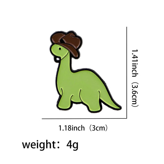 Cute Dinosaur with an Hat Enamel Pin