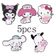 5pcs Kawaii Anime Cat Set Enamel Pin